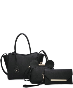 3in1 Fashion Shoulder Bag Crossbody Wallet Set LF21020 BLACK